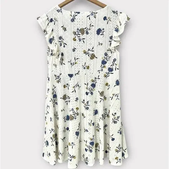 Springfield Womens Summer Dress White Floral Sleeveless Ruffles Short Size XL - Picture 5 of 10